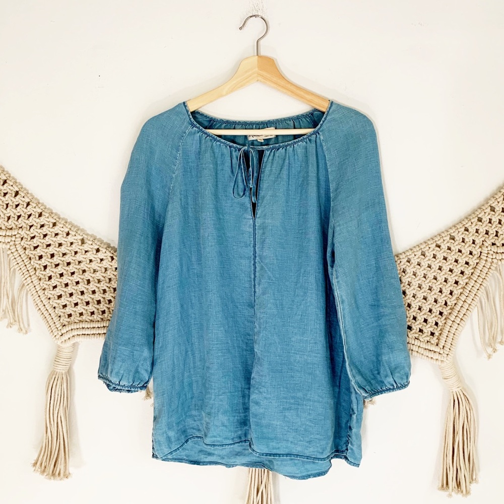 Madewell Blue Linen Tie Tunic